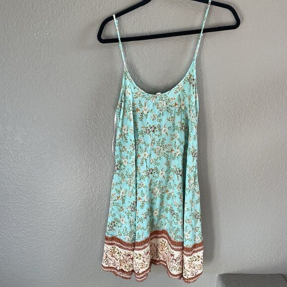 Umgee Slip Dress Womens Large Blue Yellow Boho Hippie Babydoll Festival Beach - Picture 1 of 8